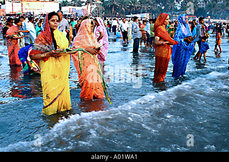 Festival Chath Pooja in Bombay jetzt Mumbai Indien Stockfoto