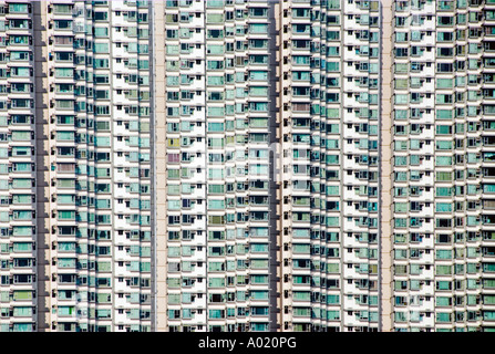 Detail des sehr hohen dicht besiedelt neue Wohnung Hochhäuser in Kwun Tong Hong kong Stockfoto