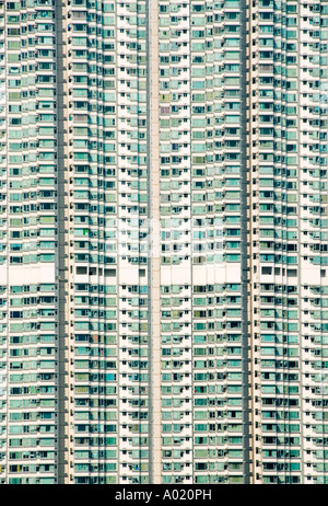 Detail des sehr hohen dicht besiedelt neue Wohnung Hochhäuser in Kwun Tong Hong Kong Stockfoto