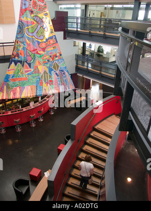 Galeri Arts Centre und Büros, Victoria Quay, Caernarfon Gwynedd Nord wales Innenansicht Stockfoto