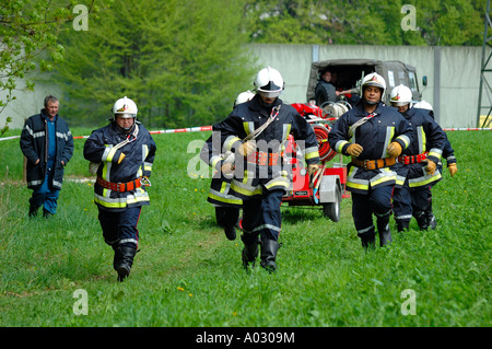 Feuerwehr laufen Stockfoto