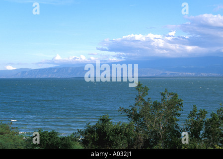 Dominikanische Republik Lago Enriquillo Salzwasser See Barahona Region Karibik niedrigsten Punkt Geologie Geografie nationales Wahrzeichen Stockfoto