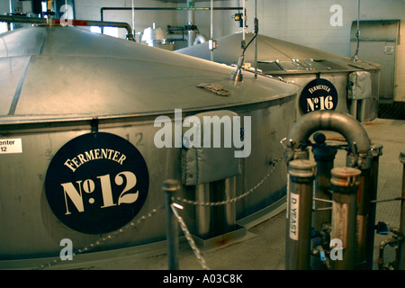 Gärenden Bottiche in der Jack Daniels Whisky-Destillerie in Lynchburg, Tennessee. Stockfoto