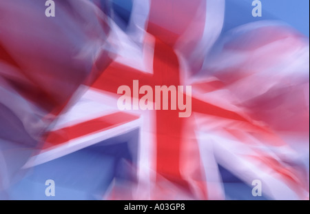 Union Jack-Flagge weht im Wind UK Stockfoto