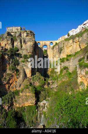 El Tajo Schlucht & Puente Nuevo, Provinz Malaga, Ronda, Andalusien, Spanien Stockfoto