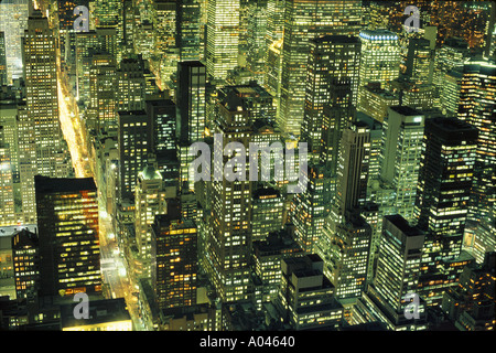 USA New York City Manhattan bei Dämmerung Luftbild Stockfoto