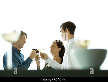 Menschen, die einen Toast mit Gläser Wein Stockfoto