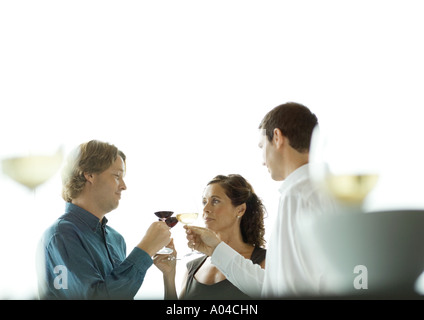 Menschen, die einen Toast mit Gläser Wein Stockfoto