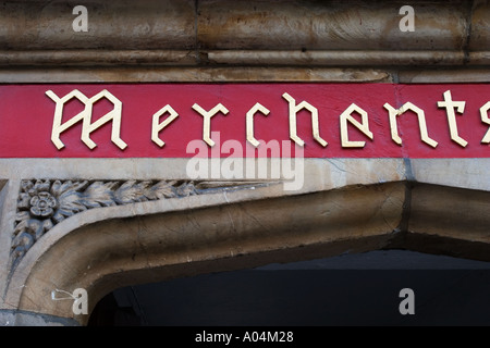 Merchant Abenteurer Hall Zeichen Detail Fossgate York Stockfoto