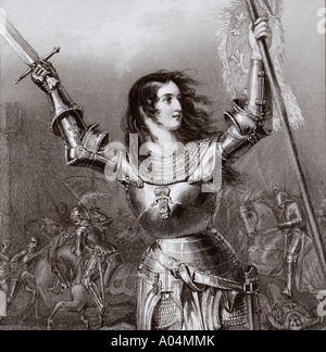 Joan of Arc 1412 - 1431, alias Jeanne d'Arc oder Jeanne la Pucelle. Französische Heldin und Märtyrerin. Stockfoto