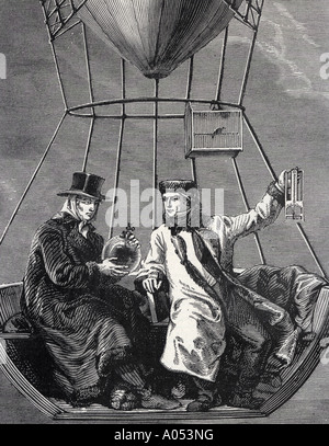 JOSEPH-LOUIS Gay-Lussac 1778 bis 1850. Engaving der französischen Chemiker und Physiker in 1840 Ballon Aufstieg Stockfoto