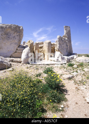dh UNESCO-Weltkulturerbe HAGAR QIM MALTA Neolithischen Tempel Ruinen Steinmauer Platten megalithischen europa prähistorischen Stockfoto