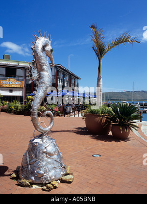 Seepferdchen-Skulptur auf KNYSNA QUAYS Waterfront Neuentwicklung Knysna Western Cape Südafrika Stockfoto