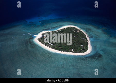 Fidschi, Tavarua Insel tagsüber Luftbild Stockfoto