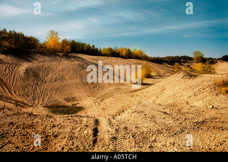 ATV-Spuren im Sand Stockfoto