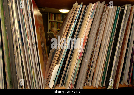 Stapel von LP Vinyl-Schallplatten Stockfoto