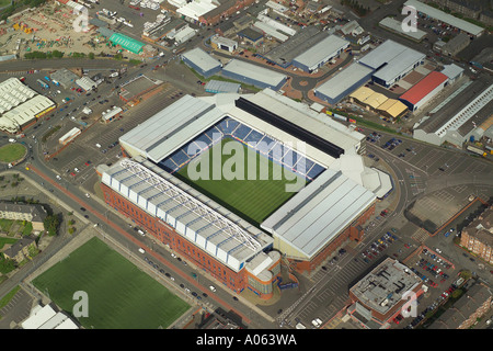 Luftaufnahme von Glasgow Rangers Football Club in Schottland. Es ist auch bekannt als der Ibrox Stadion, Heimat des Gers Stockfoto