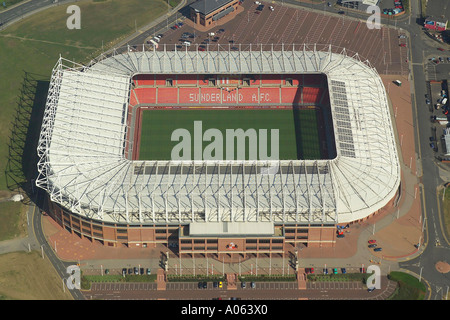 Luftaufnahme von Sunderland Association Football Club. Es ist auch bekannt als Stadion des Lichts und ist Heimat für die Black Cats Stockfoto