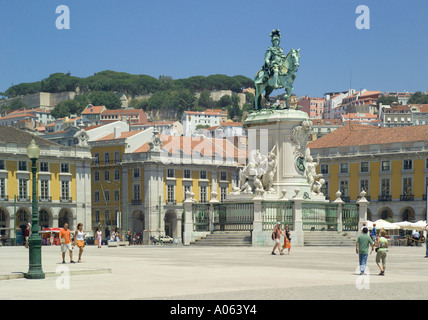 Lissabon, Praco Comercio Platz (Terreiro do Paco) die Statue des Dom José I, Stockfoto