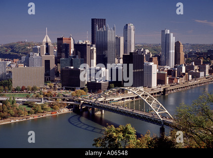 Skyline-Blick von Duquesne incline Pittsburgh Pennsylvania USA Stockfoto