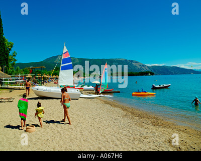 Insel Korfu, Dassia Strand Stockfoto