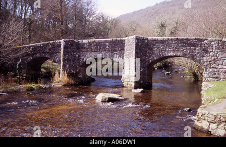 Fingle Bridge über den Fluß Teign in der Nähe von Drewesteignton auf Dartmoor Stockfoto