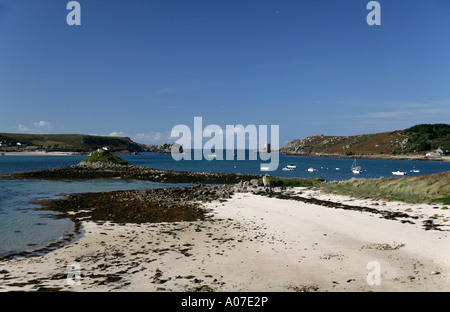 Oliver Cromwell Schloss neue Grimsby Bucht Plumb Insel von Isles of Scilly Tresco Stockfoto