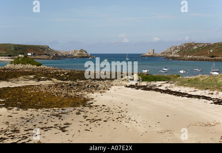 Stock Foto von Bryher und Oliver Cromwell neue Grimsby Bucht Plumb Schlossinsel von Isles of Scilly Tresco Stockfoto