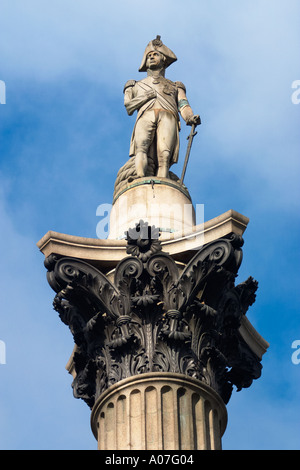 Lord Admiral Horatio Nelson auf seine Kolumne in Trafalgar Square in London Stockfoto