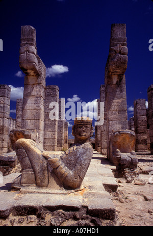 Tempel der Krieger, archäologische Stätte Chichen Itza, Chichen Itza, Yucatan-Zustand, Halbinsel Yucatan, Mexiko Stockfoto