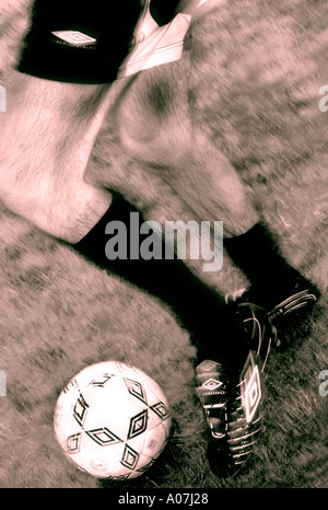 Aktion, Anstrengung, Herausforderung, Sport, horizontale, volle Länge, im Freien, 30-34 Jahre, Front Ansicht, Fußball, kaukasische aussehen. Stockfoto