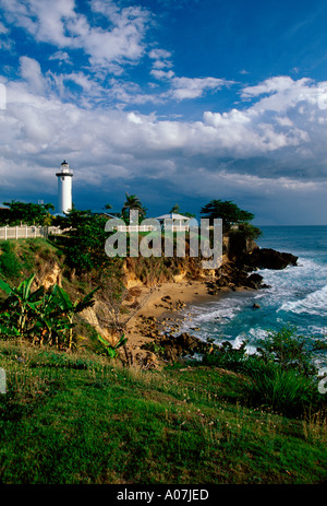 Punta Higuero Leuchtturm, El Faro, Leuchtturm, unbemannten Leuchtturm, Rincon, Puerto Rico, Karibik, Westindien Stockfoto