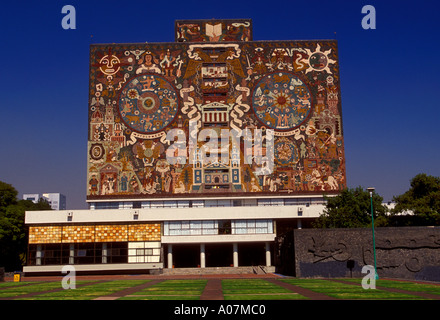 Wandbilder, Juan O'Gorman, Zentralbibliothek, der Nationalen Autonomen Universität von Mexiko, unam, Mexico City, Distrito Federal, Mexiko Stockfoto