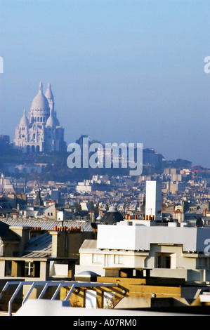 Paris Frankreich, Überblick Luftbild „von oben“ Dächer „Mobilfunkmast“, Kommunikation, paris Luftsicht Stockfoto
