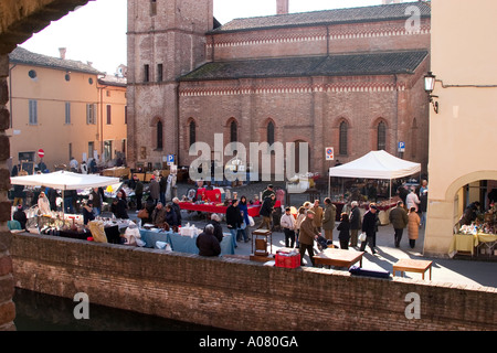 Luftbild auf dem Flohmarkt am Werke, Parma, Italien Stockfoto