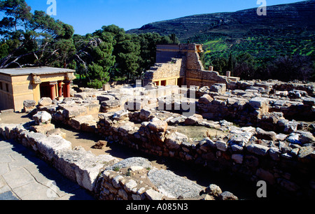 Crete-Griechenland-Übersicht der Palast von Knossos Stockfoto