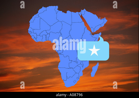 Afrika Karte und Flagge der somalischen Republik Somalia Stockfoto