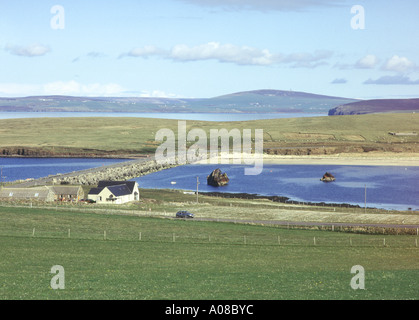 dh 3. Churchill Barrier Schottland CHURCHILL BARRIERS ORKNEY ISLES Weddell Sound und blockieren Schiffe scapa fließen Stockfoto