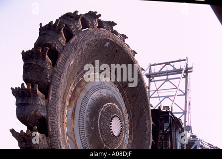 Bucketwheel Reclaimer an Syncrude "Riesen von Bergbau Ausstellung" im Athabasca-Ölsande, in der Nähe von Fort McMurray, Alberta, Kanada Stockfoto