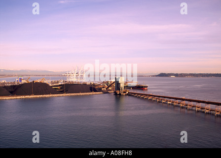 Kohle-Verladeeinrichtungen an Westshore Terminals bei Roberts Bank in der Nähe von Vancouver in British Columbia Kanada Stockfoto