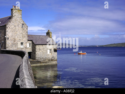 dh-Lerwick-Hafen, LERWICK SHETLAND Waterfront Häuser, und Ufer Stockfoto