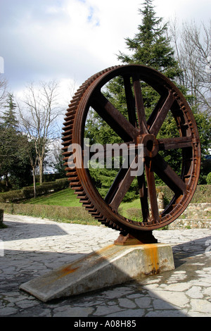 Spanien Bilbao Funicular de Artxanda Berg bergauf Bildschirm Fenster Ansicht Auto Eisenbahnschiene Stockfoto