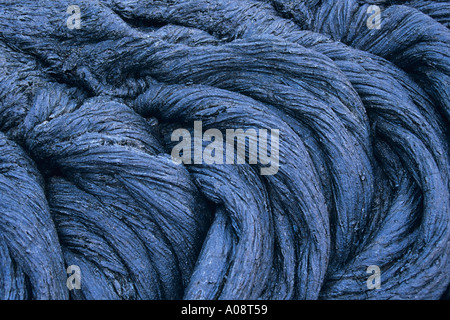 Gekühlte Pahoehoe-lava auf Kilauea in Volcanoes National Park in Hawaii, USA Stockfoto