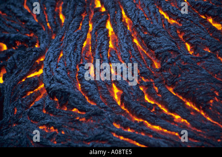 Geschmolzenes Pahoehoe-lava Formationen auf Kilauea - Volcanoes National Park Hawaii Stockfoto