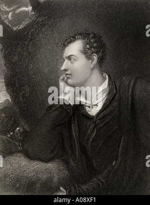 George Gordon, 6. Baron Byron, alias Lord Byron, 1788 - 1824. Englische Dichter der Romantik. Stockfoto