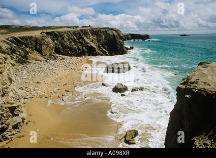 Côte Sauvage wilden westlichen Küste von The Quiberon-Halbinsel südlich von Carnac Bretagne Stockfoto