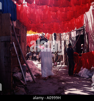 Wolle färben Markt Marrakesch Marokko Stockfoto