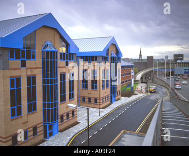 Geschäfts- und Technologiepark und zentrale Autobahn, Newcastle Upon Tyne, Tyne and Wear, England, UK. Stockfoto