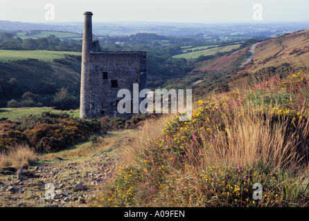 Das verlassene Maschinenhaus Wheal Betsy im Dartmoor National Park Stockfoto