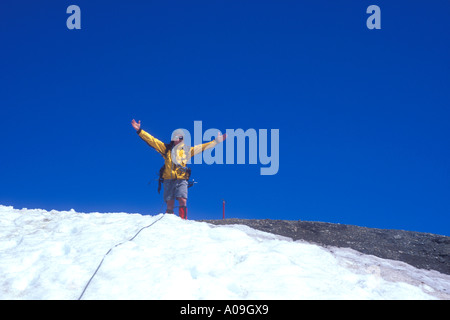 Bergsteiger auf dem Gipfel des Mount Baker, WA Stockfoto